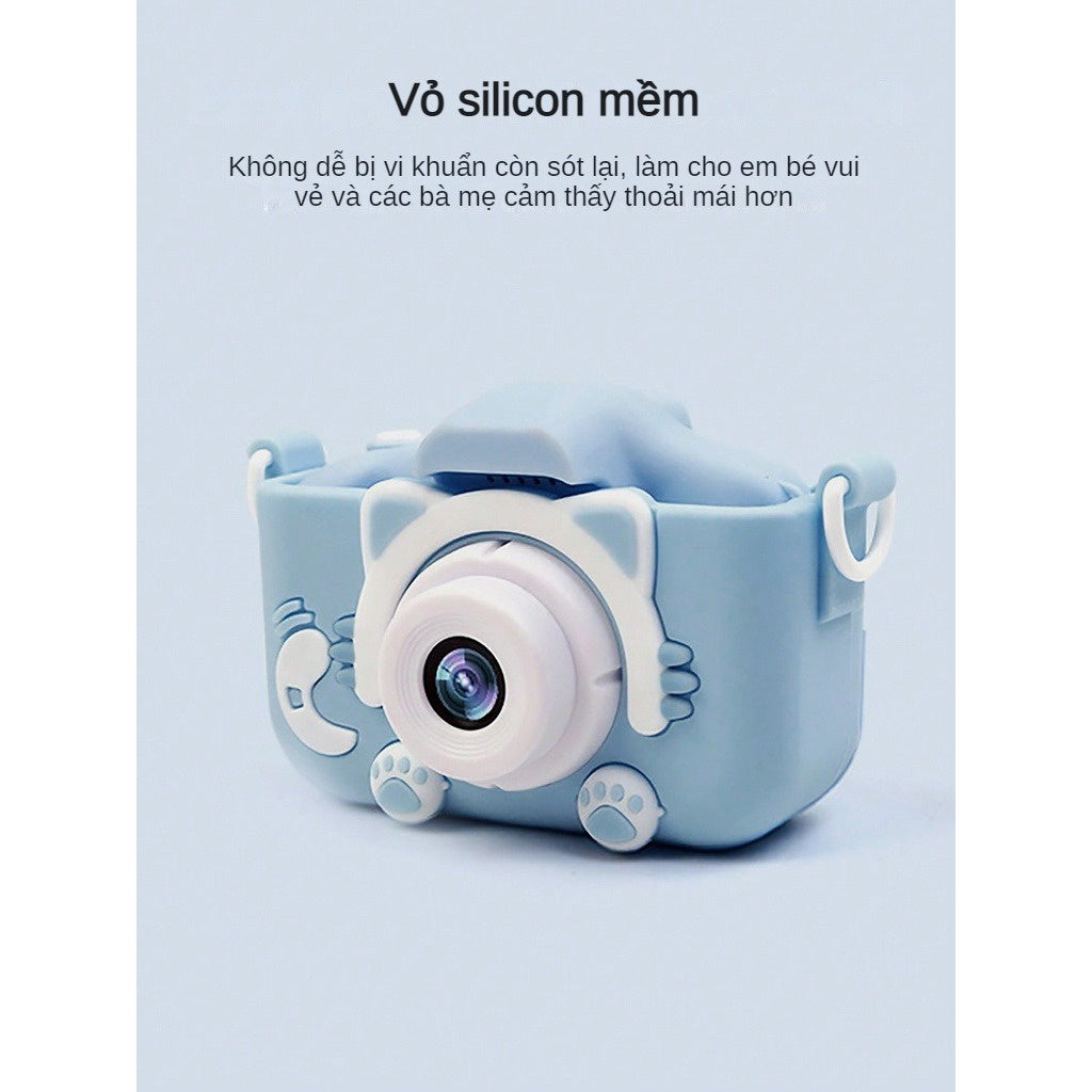 Máy Ảnh Kỹ Thuật Số Mini Mèo Camera-007 Cute Có Thể Sạc Lại Chống Sốc Cao Cấp Cho Bé