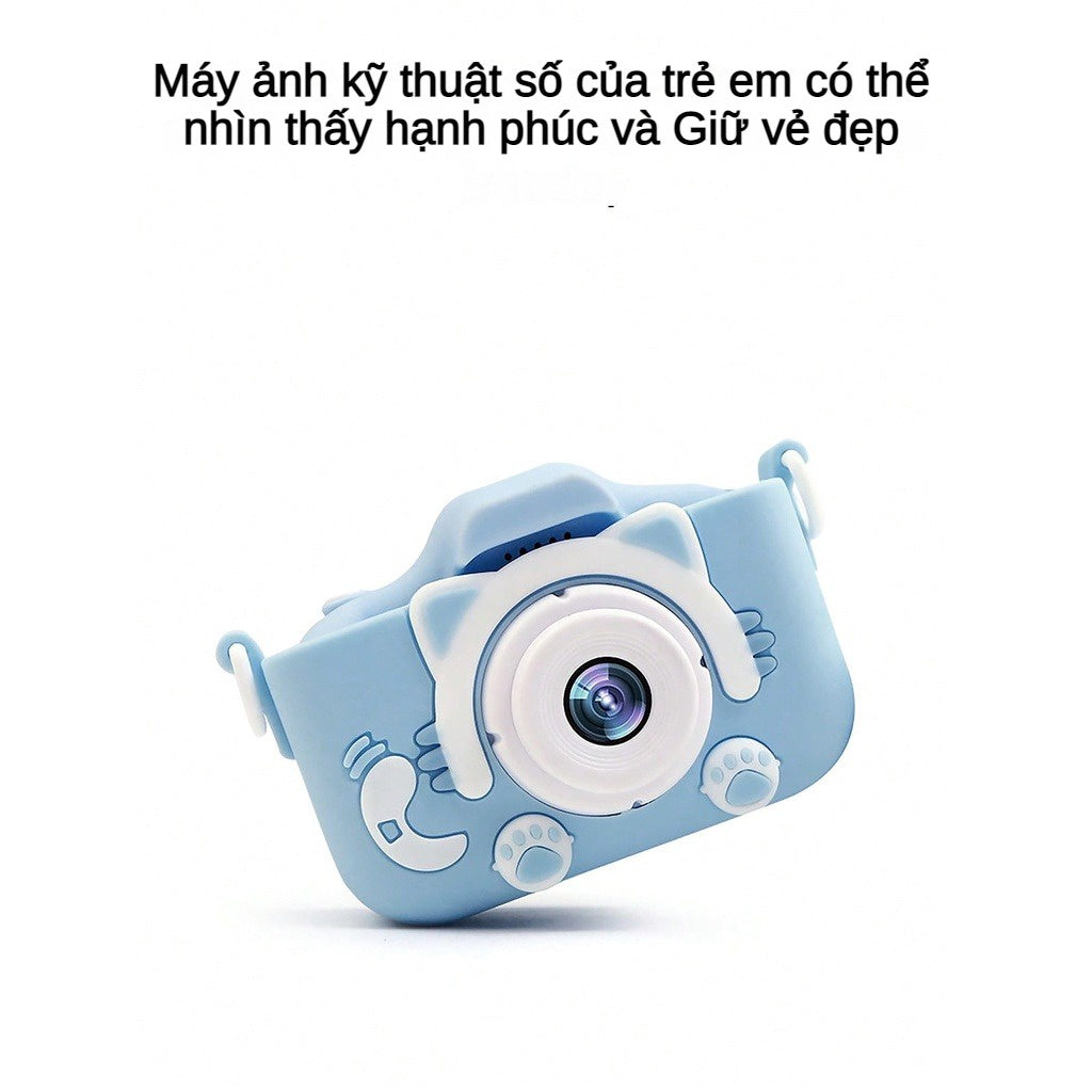 Máy Ảnh Kỹ Thuật Số Mini Mèo Camera-007 Cute Có Thể Sạc Lại Chống Sốc Cao Cấp Cho Bé