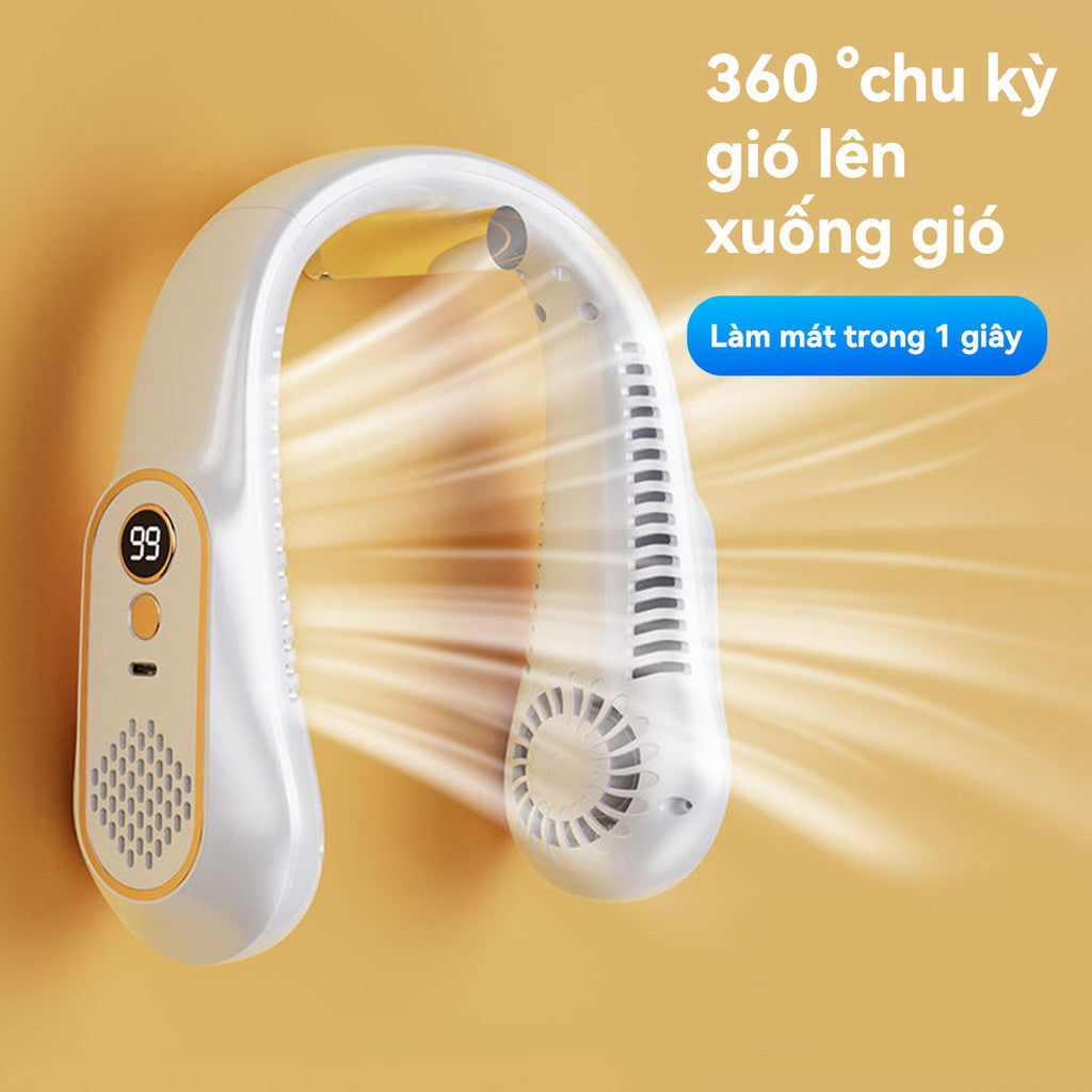 Quạt Đeo Cổ Mini ND03 Không Cánh Pin Trâu LED Hiển Thị Kỹ Thuật Số Mềm Mại Làm Mát