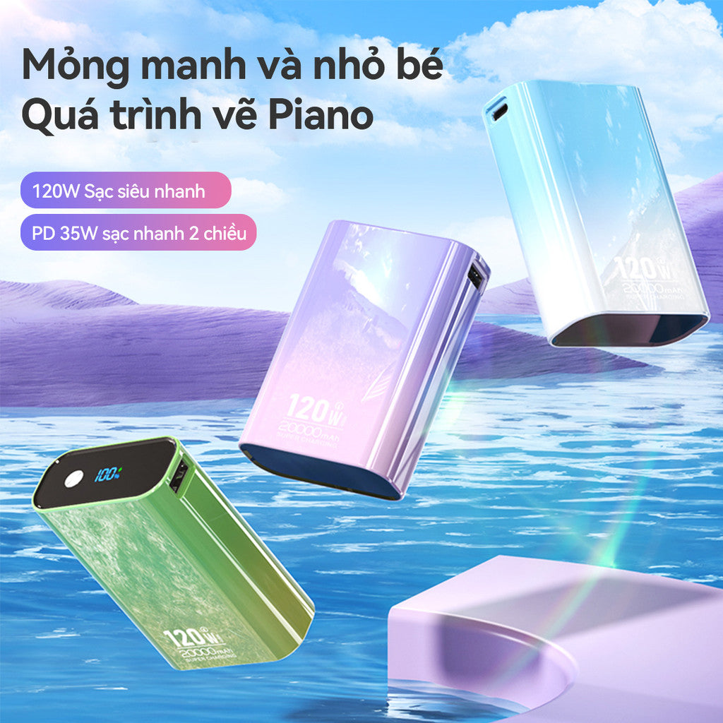 Pin Sạc Dự Phòng Mini 20000mAh Sạc Nhanh PD22.5W Màu Gradient Đẹp Mắt Hiển Thị Lượng Pin
