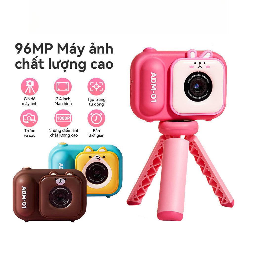 Máy Ảnh Kỹ Thuật Số Mini ADM-01 Camera Digital Trước Và Sau 720P 48MP Có Tripod Cho Bé Cute