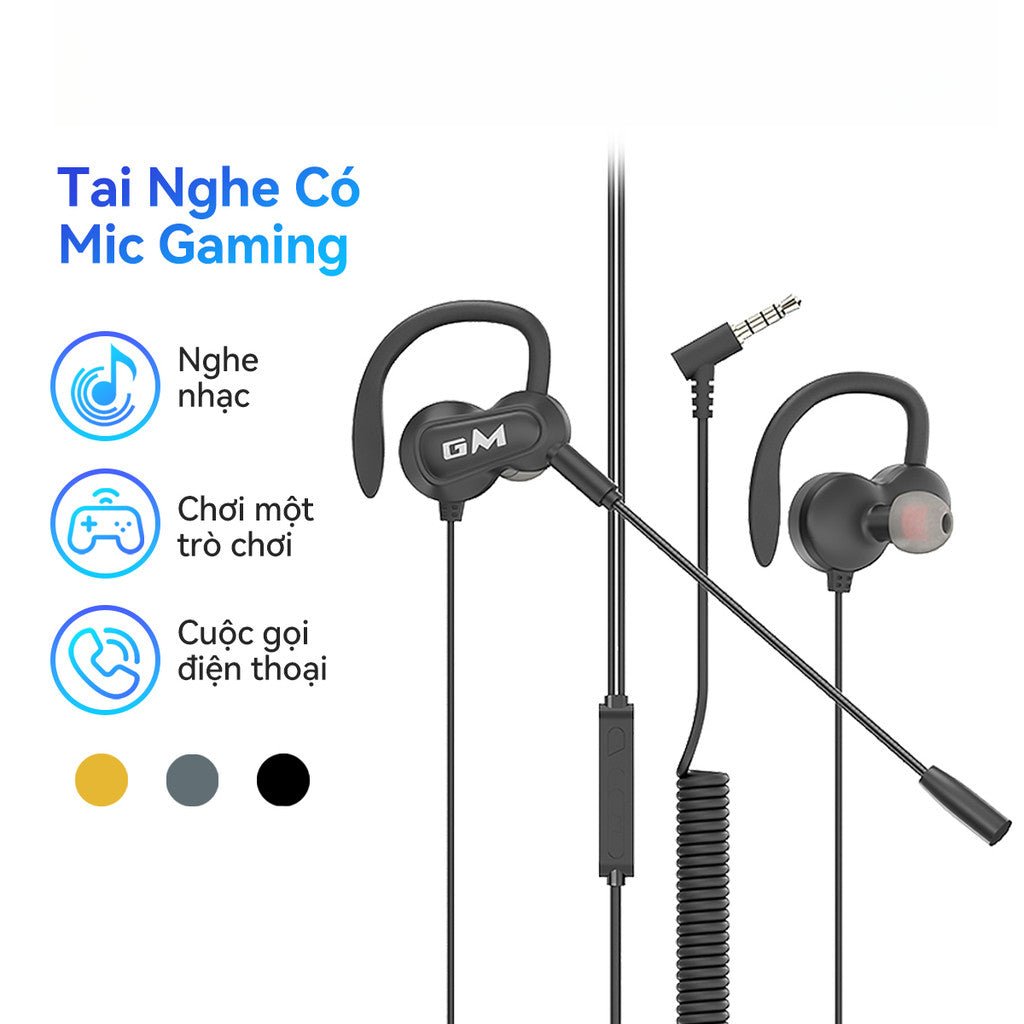 Tai Nghe Kẹp Tai Gaming Có Dây 3.5mm Mic Cho Điện thoại Máy Tính Stereo Âm Bass Chống Ồn