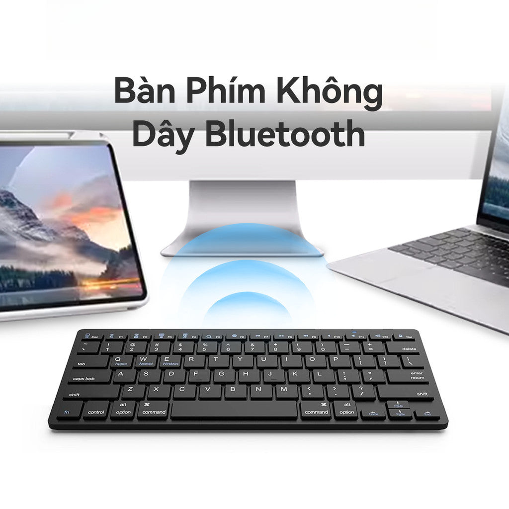 Bàn Phím Không Dây Bluetooth Văn Phòng Cao Cấp Cho Laptop Điện Thoại Ipad Máy Tính Bảng