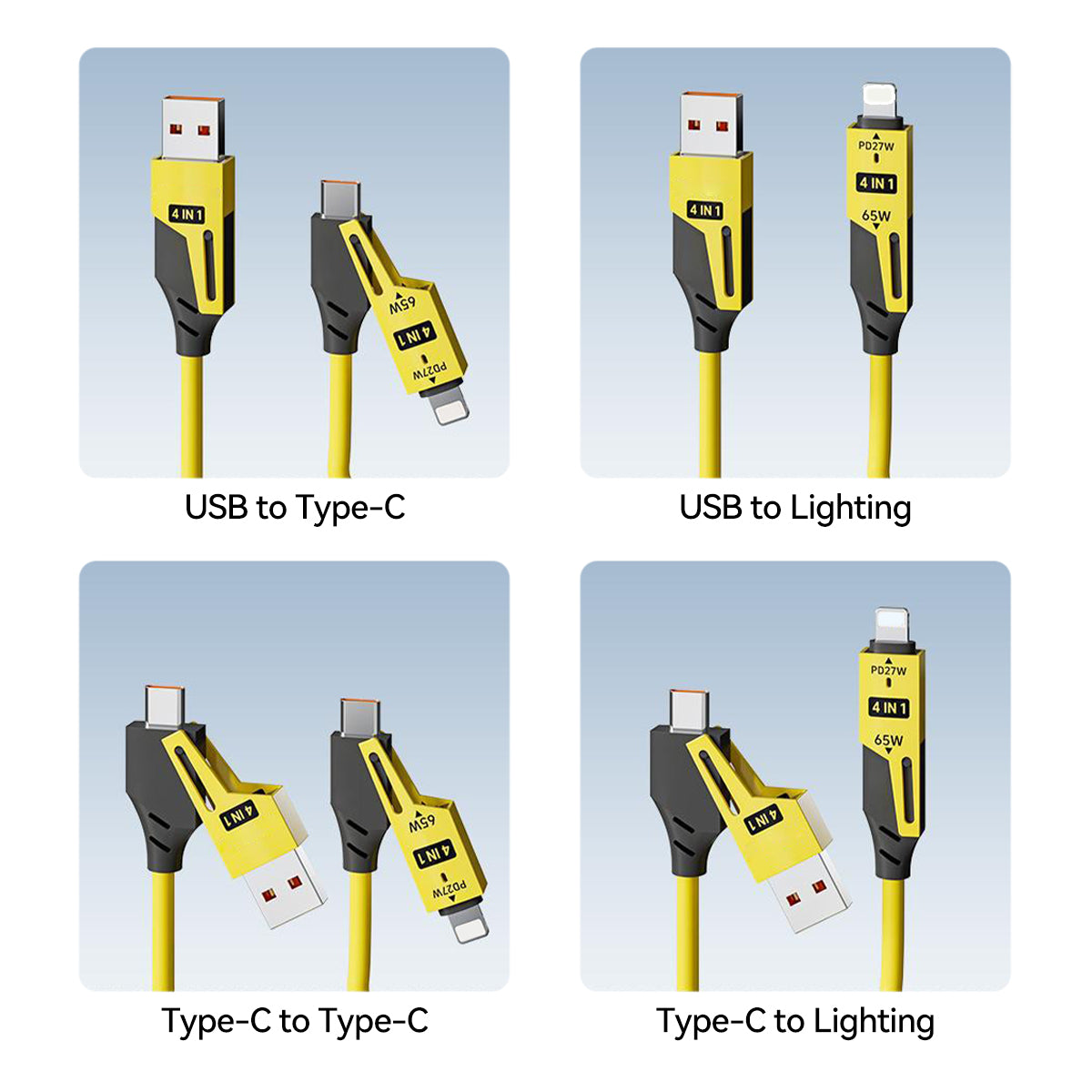 Dây Cáp 65W Sạc Nhanh Type-C Lighnting USB Nam Châm Lò So Chống Rối Phụ Kiện Điện Thoại