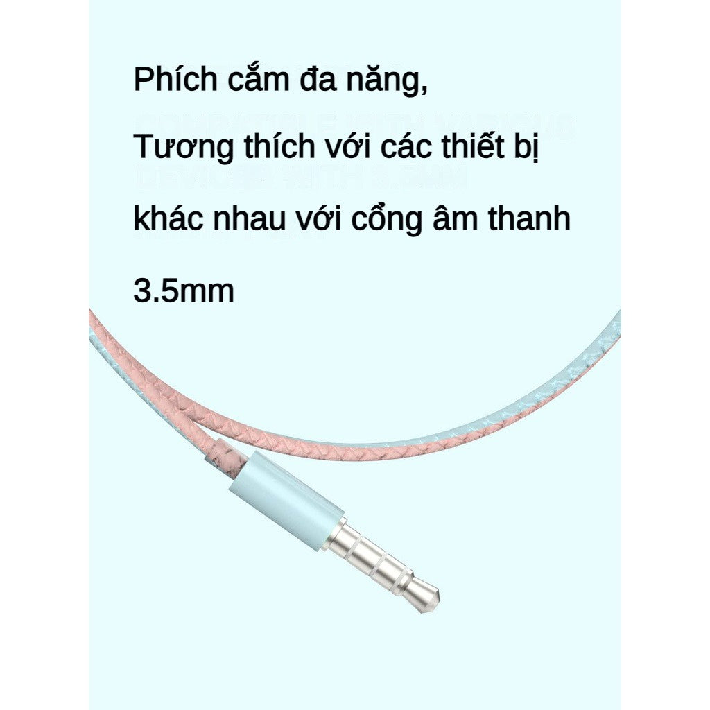 Tai Nghe Có Dây Macaron Jack 3.5MM Nhét Tai Có Mic Âm Bass Cực Chất Đàm Thoại Gaming