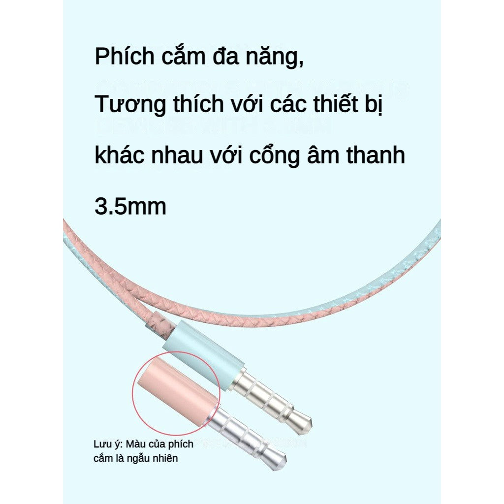 Tai Nghe Có Dây Macaron Jack 3.5MM Nhét Tai Có Mic Âm Bass Cực Chất Đàm Thoại Gaming