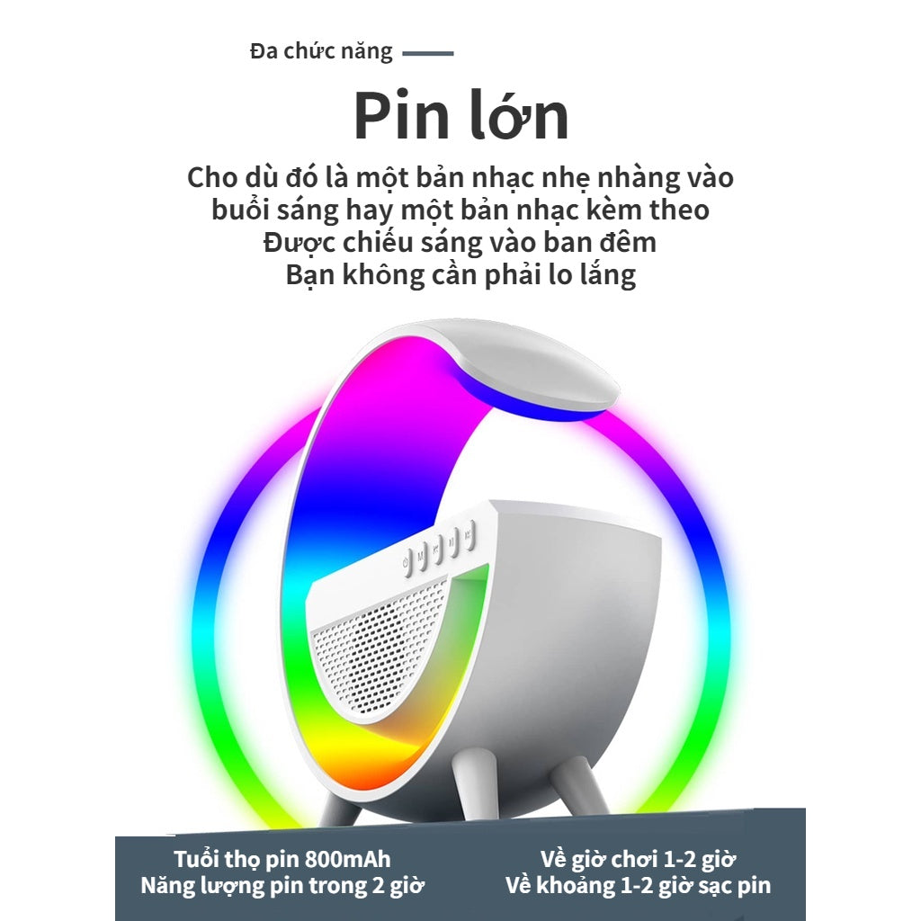 Loa Bluetooth Chữ G Kèm Sạc Không Dây Có Đèn LED RGB Âm Bass HIFI Cao Cấp Thẻ TF Chơi FM