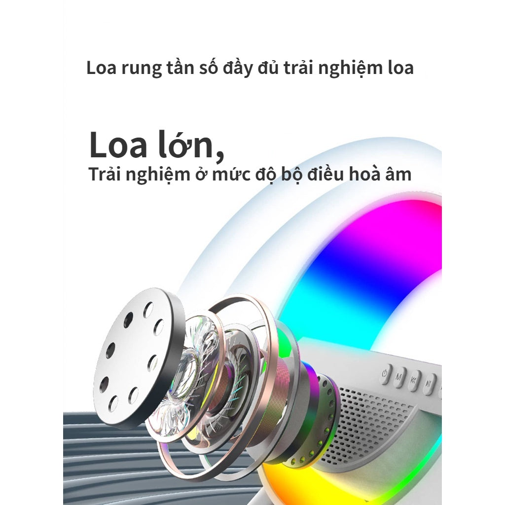 Loa Bluetooth Chữ G Kèm Sạc Không Dây Có Đèn LED RGB Âm Bass HIFI Cao Cấp Thẻ TF Chơi FM