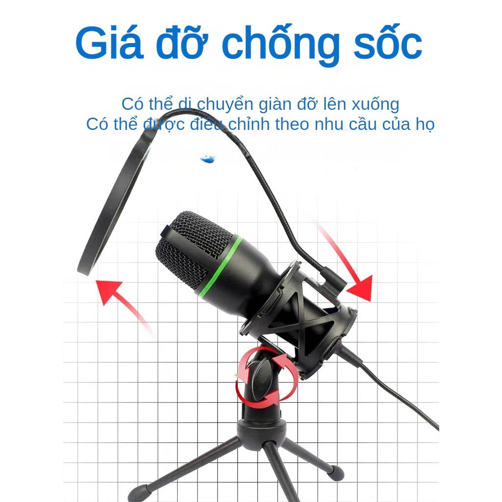 Micro Thu Âm Có Dây 3.5mm Màng Lọc Âm Chân Livestream Khử Tiếng Ồn Để Ghi Âm