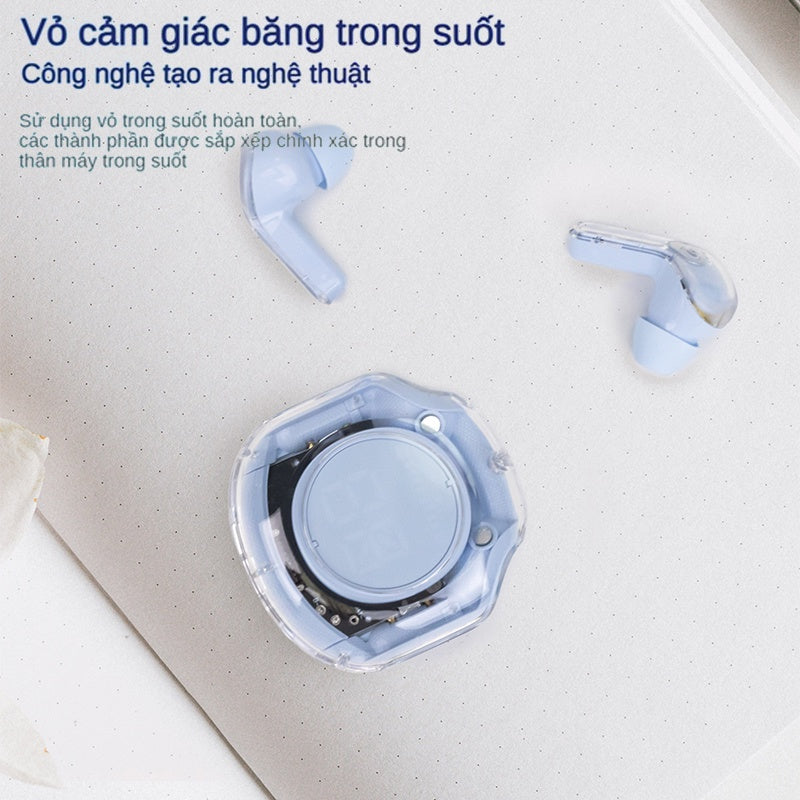 Tai Nghe Bluetooth Gaming TWS Độ Trễ Cực Thấp Trong Suốt LED Hiển Thuật Số Âm Bass Cute