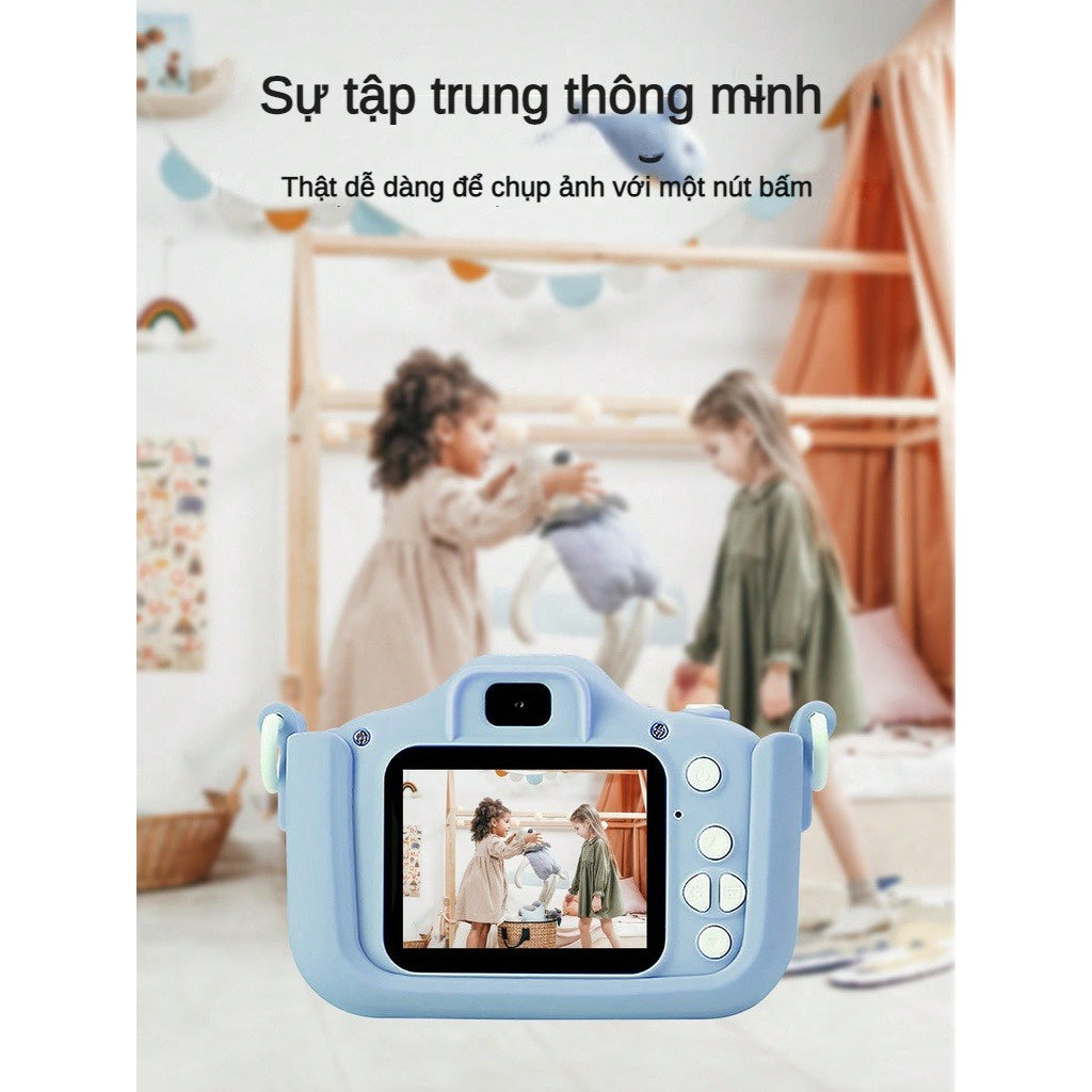 Máy Ảnh Kỹ Thuật Số Mini Mèo Camera-007 Cute Có Thể Sạc Lại Chống Sốc Cao Cấp Cho Bé