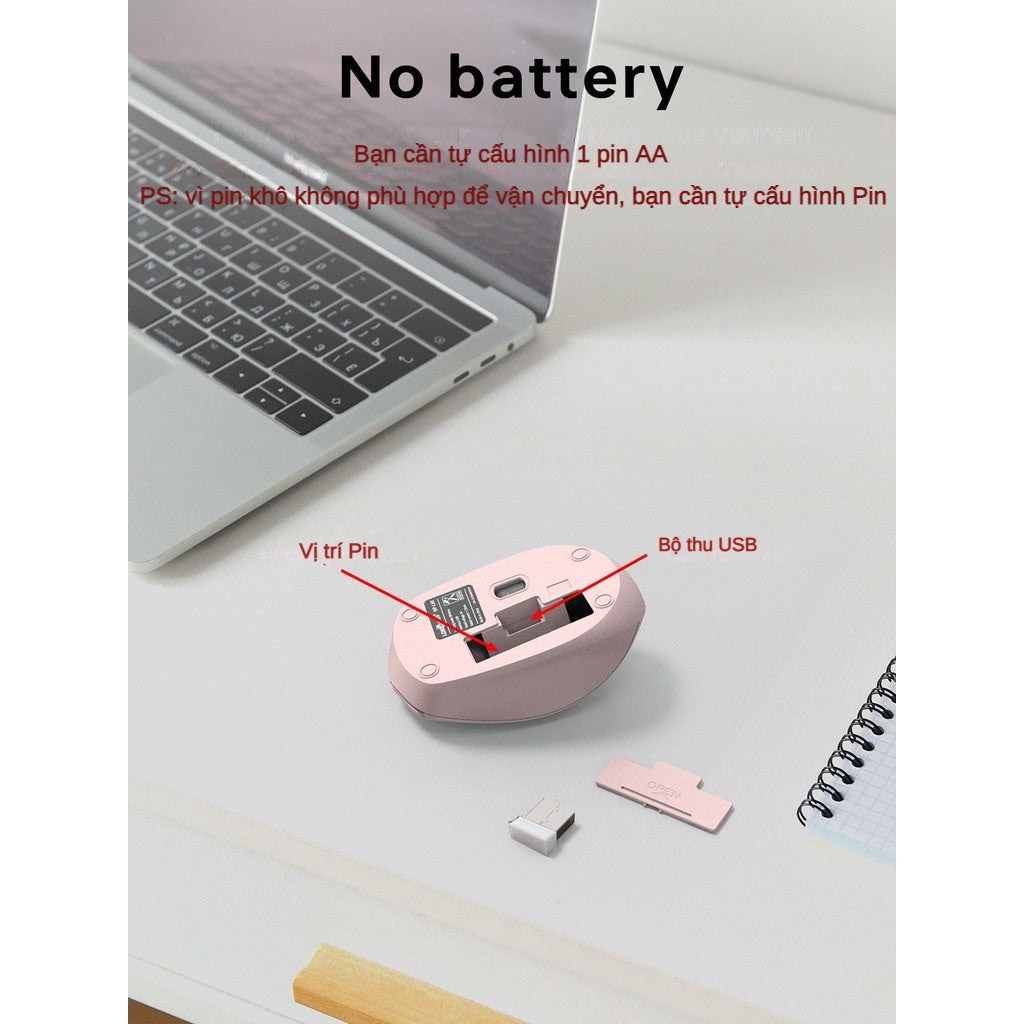 Chuột Không Dây 2.4G Cho Laptop PC Macaron Nút Ấn Tĩnh Âm Không Văn Phòng Sinh Viên Cute