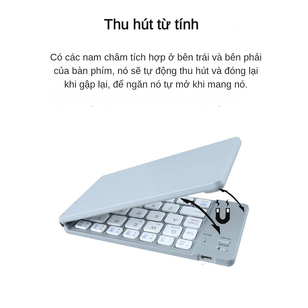 Bàn Phím Bluetooth Gấp Gọn Mini Không Dây Cho Laptop máy tính bảng Điện Thoại Đa năng