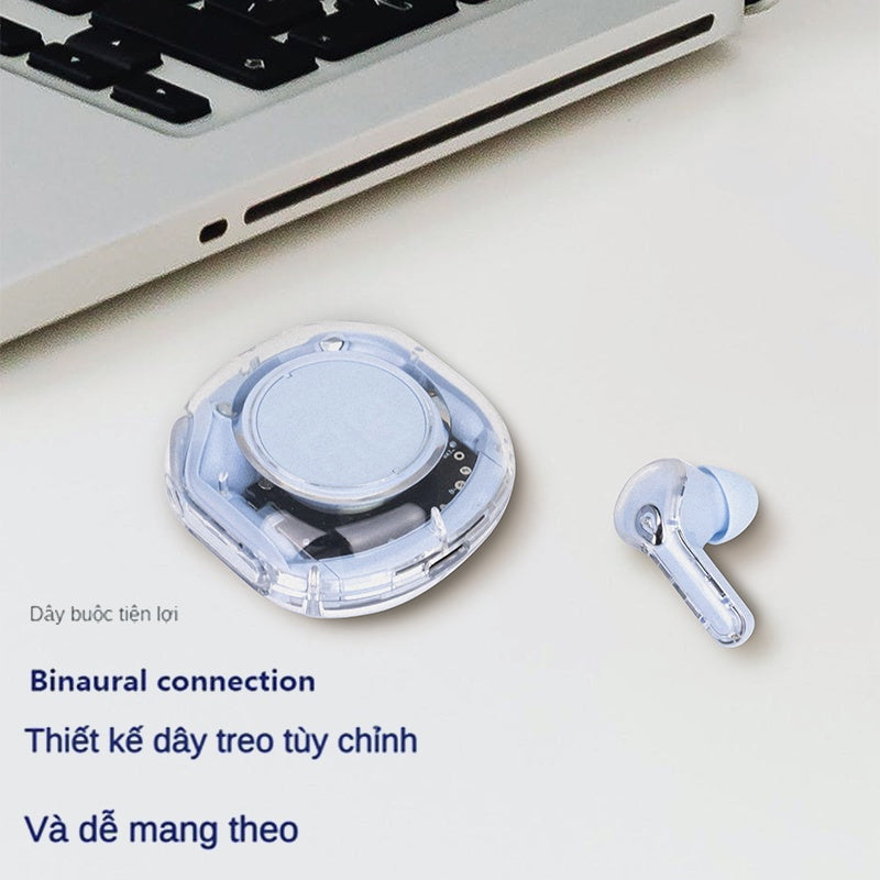 Tai Nghe Bluetooth Gaming TWS Độ Trễ Cực Thấp Trong Suốt LED Hiển Thuật Số Âm Bass Cute