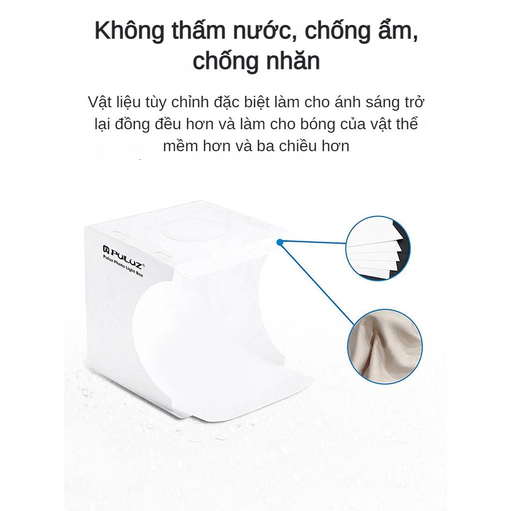 Hộp Chụp Hình Ảnh Sản Phẩm PULUZ Mini (24X23X23CM Có Đèn Led Siêu Sáng &6 Màu Nền Tặng Kèm)