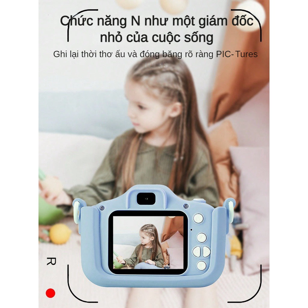 Máy Ảnh Kỹ Thuật Số Mini Mèo Camera-007 Cute Có Thể Sạc Lại Chống Sốc Cao Cấp Cho Bé