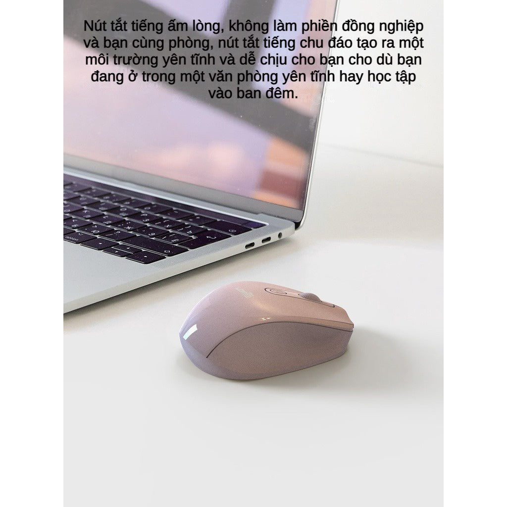 Chuột Không Dây 2.4G Cho Laptop PC Macaron Nút Ấn Tĩnh Âm Không Văn Phòng Sinh Viên Cute