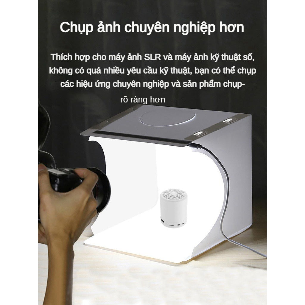 Hộp Chụp Hình Ảnh Sản Phẩm PULUZ Mini (24X23X23CM Có Đèn Led Siêu Sáng &6 Màu Nền Tặng Kèm)