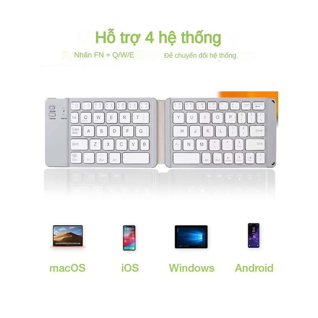 Bàn Phím Bluetooth Gấp Gọn Mini Không Dây Cho Laptop máy tính bảng Điện Thoại Đa năng