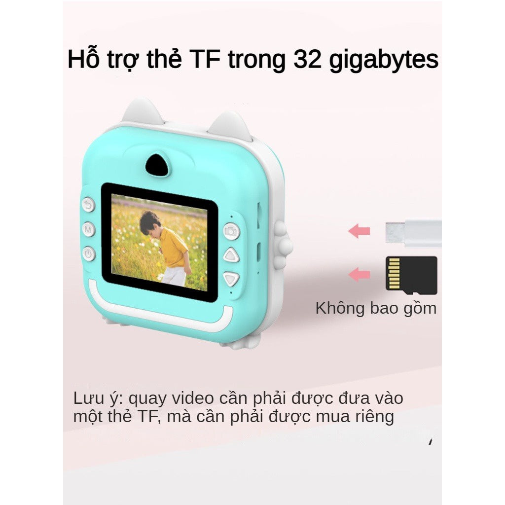 Máy Ảnh Mini in Nhiệt Chụp Lấy Liền Kỹ Thuật Số Cute Camera 24MP 720P Với 3 Cuộn Giấy Nhiệt