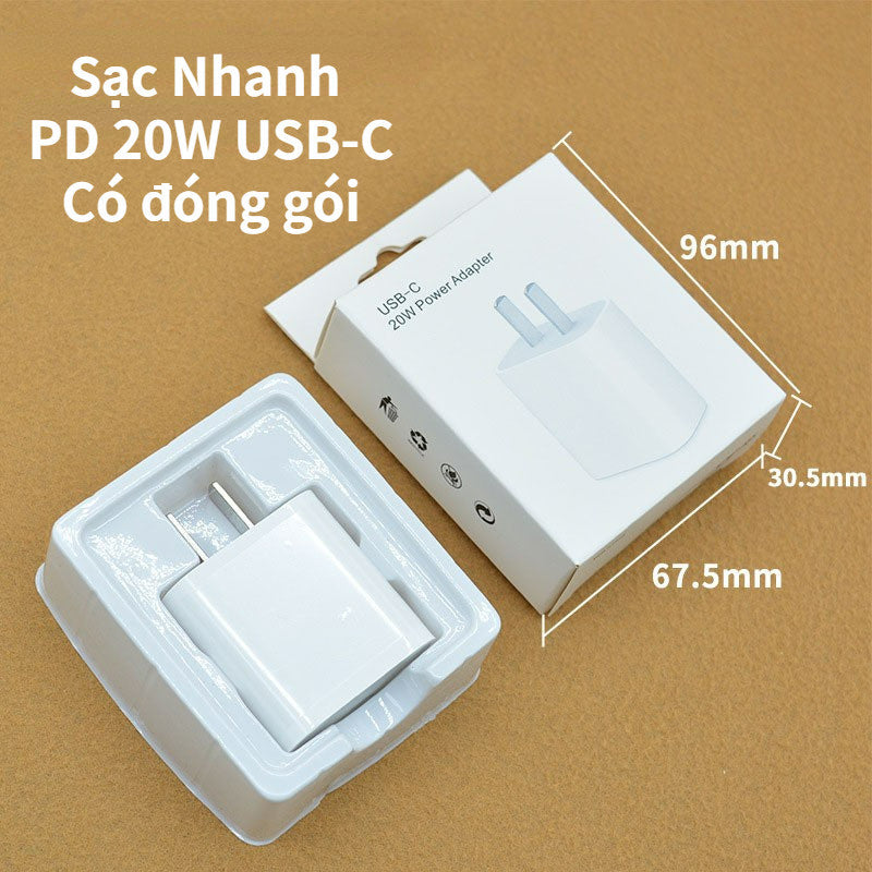 Sạc Nhanh PD 20W Sạc Cổng Type-C / Dây Type-C Linghting Nguyên Bộ Chính Hãng Các Dòng iP