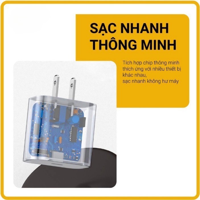 Sạc Nhanh PD 20W Sạc Cổng Type-C / Dây Type-C Linghting Nguyên Bộ Chính Hãng Các Dòng iP