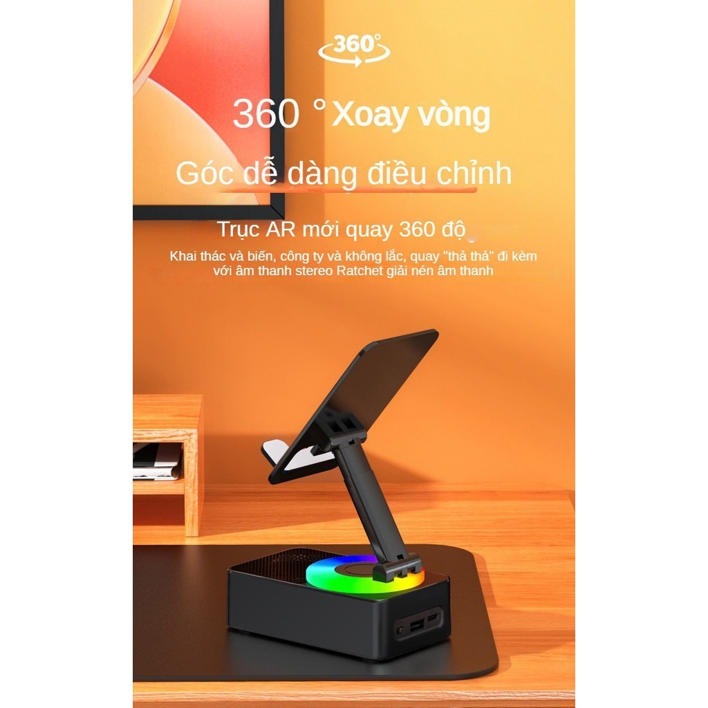 Loa Bluetooth / Sạc Dự Phòng / Kiêm Giá Đỡ Điện Thoại / Có Đèn LED 360 Độ Cầm Tay Nghe Nhạc