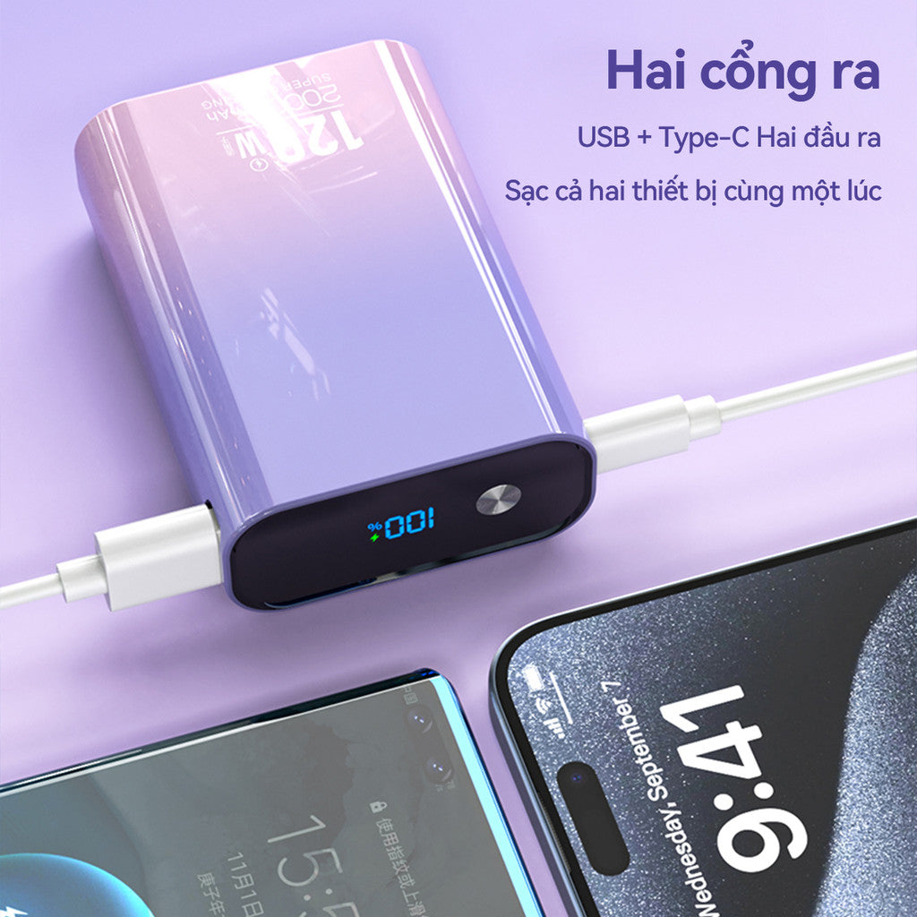 Pin Sạc Dự Phòng Mini 20000mAh Sạc Nhanh PD22.5W Màu Gradient Đẹp Mắt Hiển Thị Lượng Pin