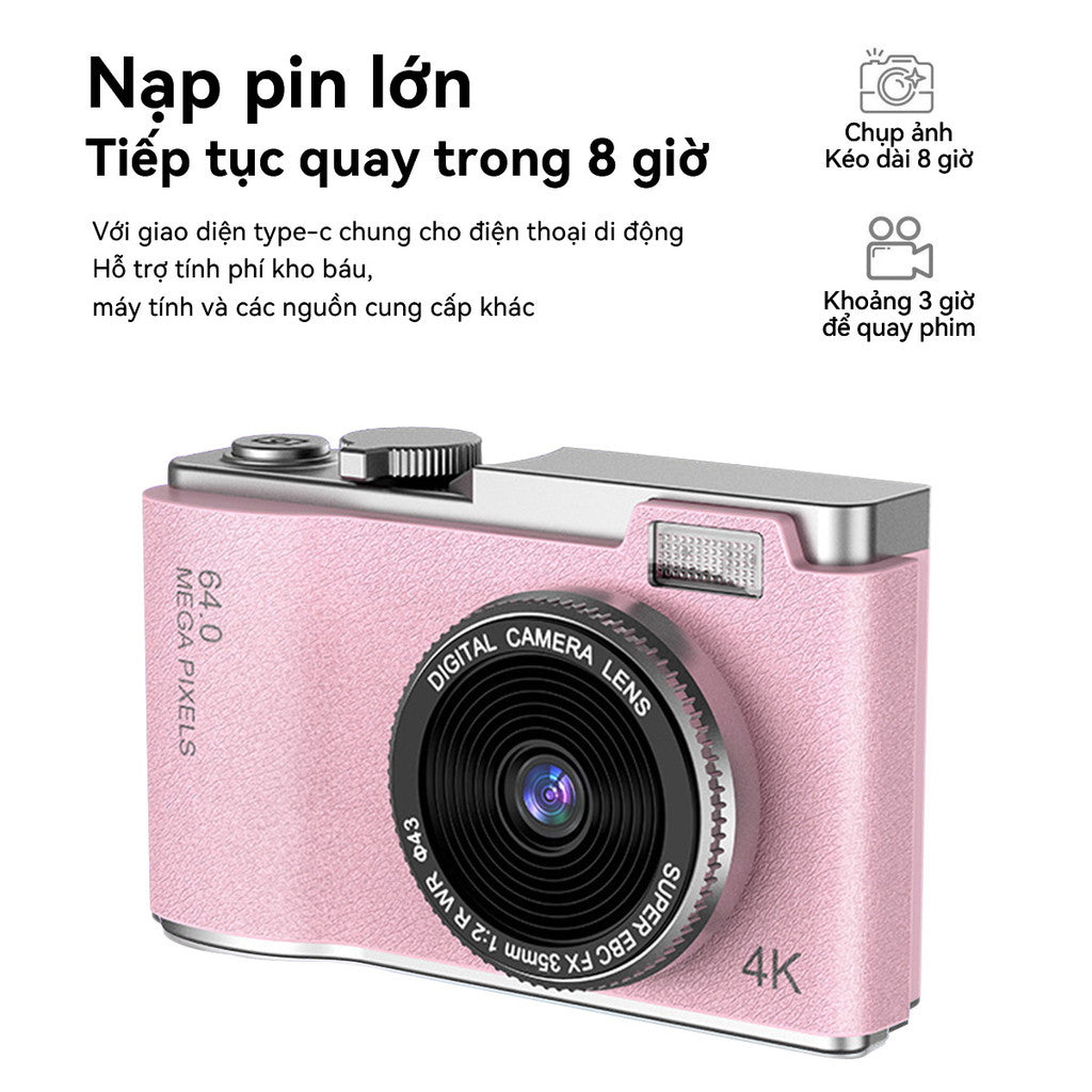 Máy Ảnh Kỹ Thuật Số Selfie LK-003 Camera Kép Mini Digital 4K Video Cho Học Sinh Retro