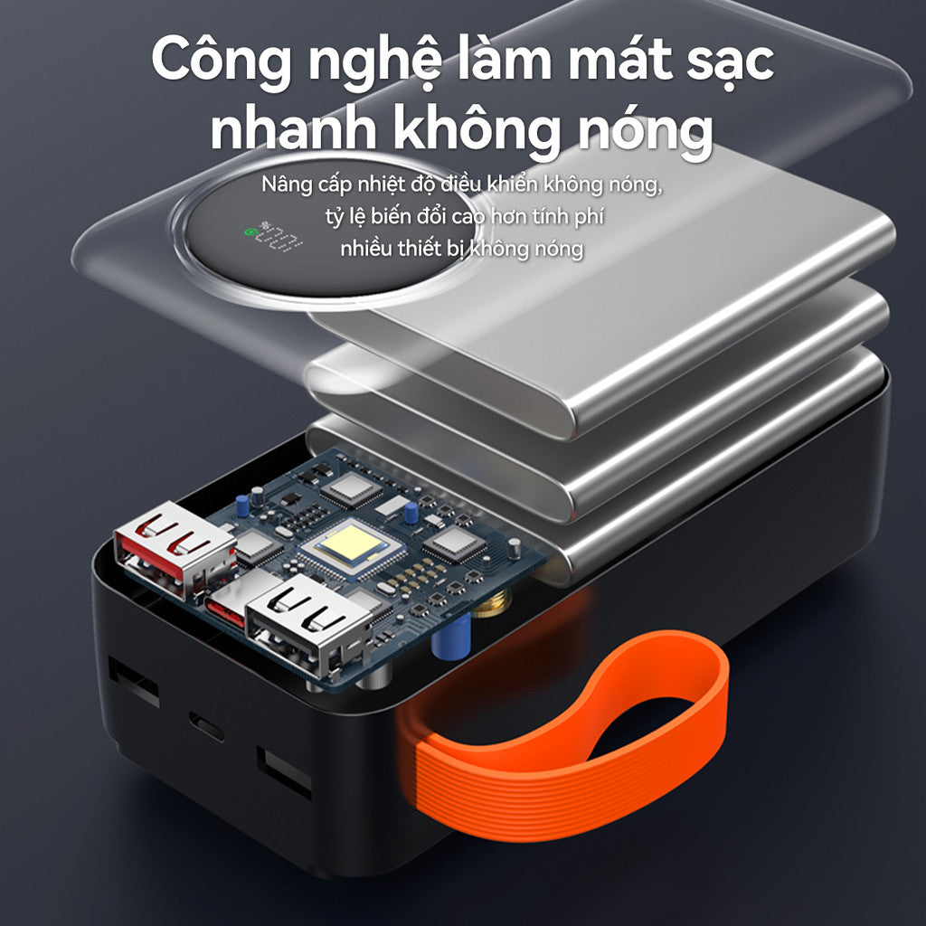 Pin Sạc Dự Phòng 30000mAh Nhanh 66W Đa Năng LED Hiển Thị Có 4 Dây R53Mega Laptop Power Bank