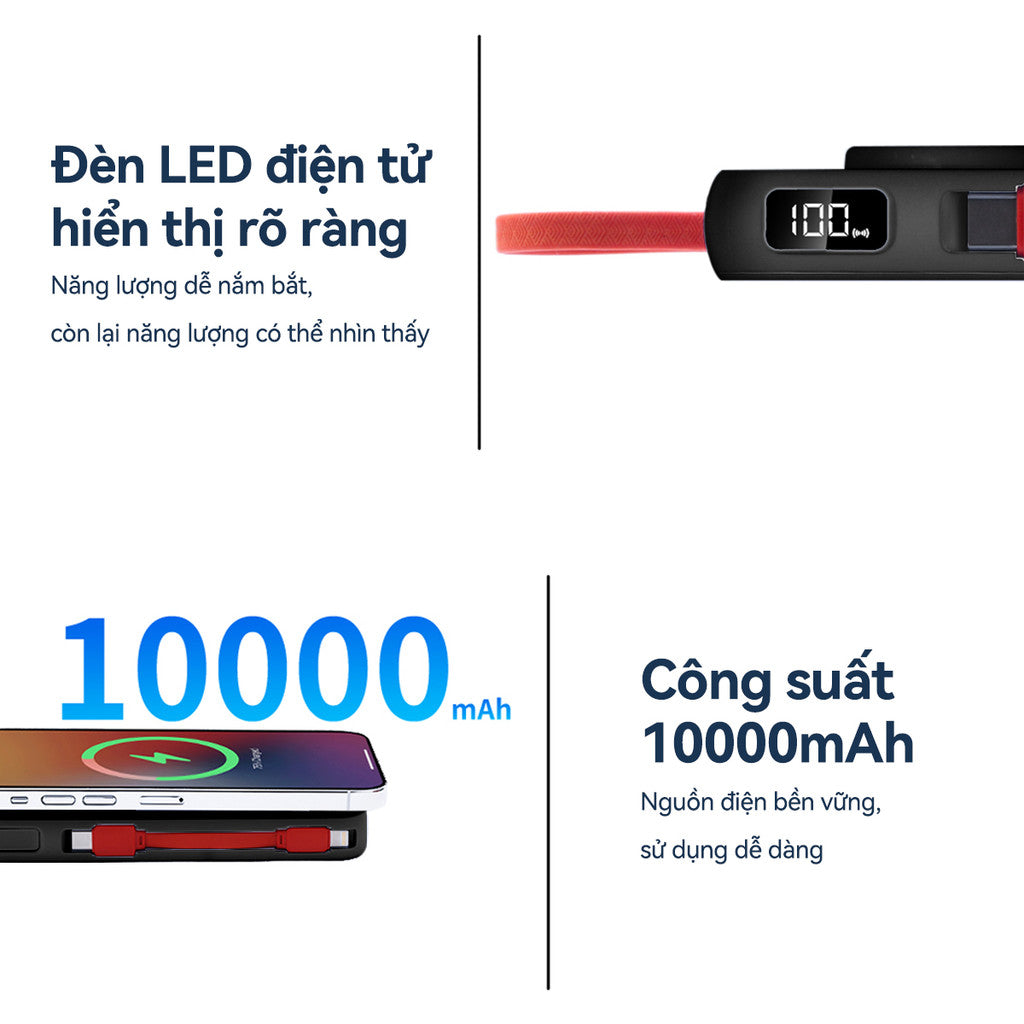 Pin Sạc Từ Tính Dự Phòng KX27 Đa Năng 10000mAH Nhanh PD22.5W Smartwatch Tai Nghe Không Dây