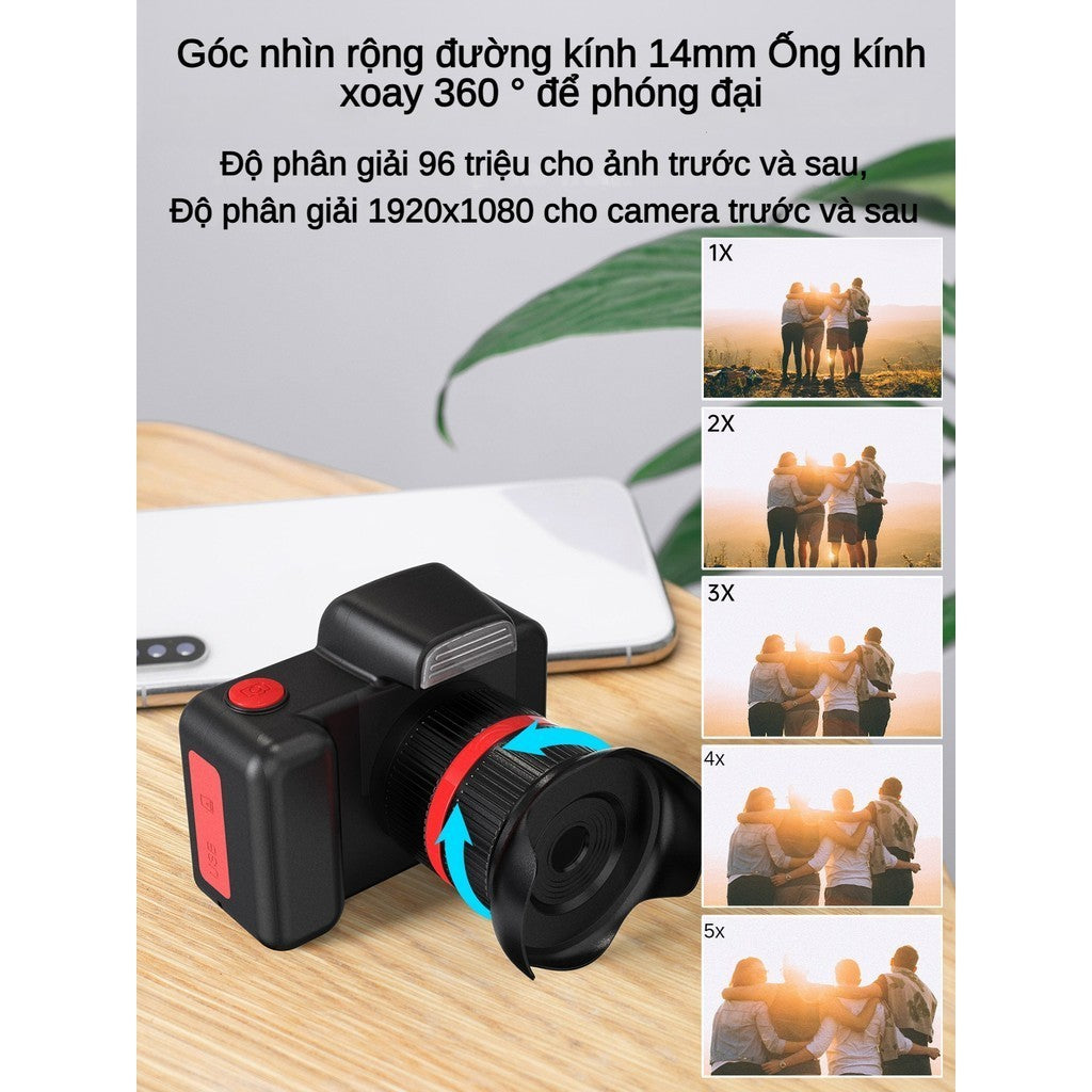 Máy Ảnh Kỹ Thuật Số Mini D31 Camera DSLR Xoay Ống Kính Để Lấy Nét Có Đèn Flash Cho Bé