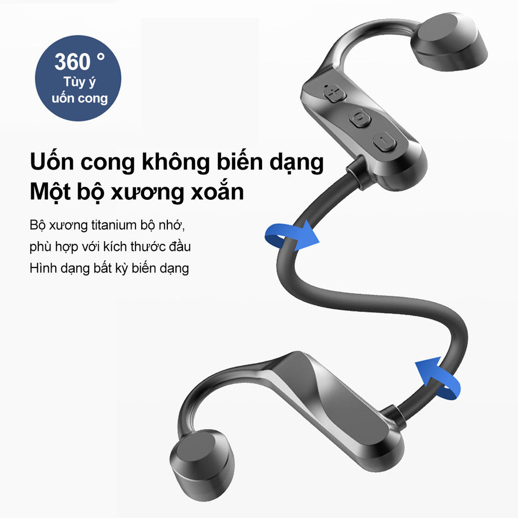 Tai Nghe Đeo Cổ Bluetooth Thể Thao Dẫn Truyền Xương Thiết Kế Kẹp Tai Không Dây Đàm Thoại