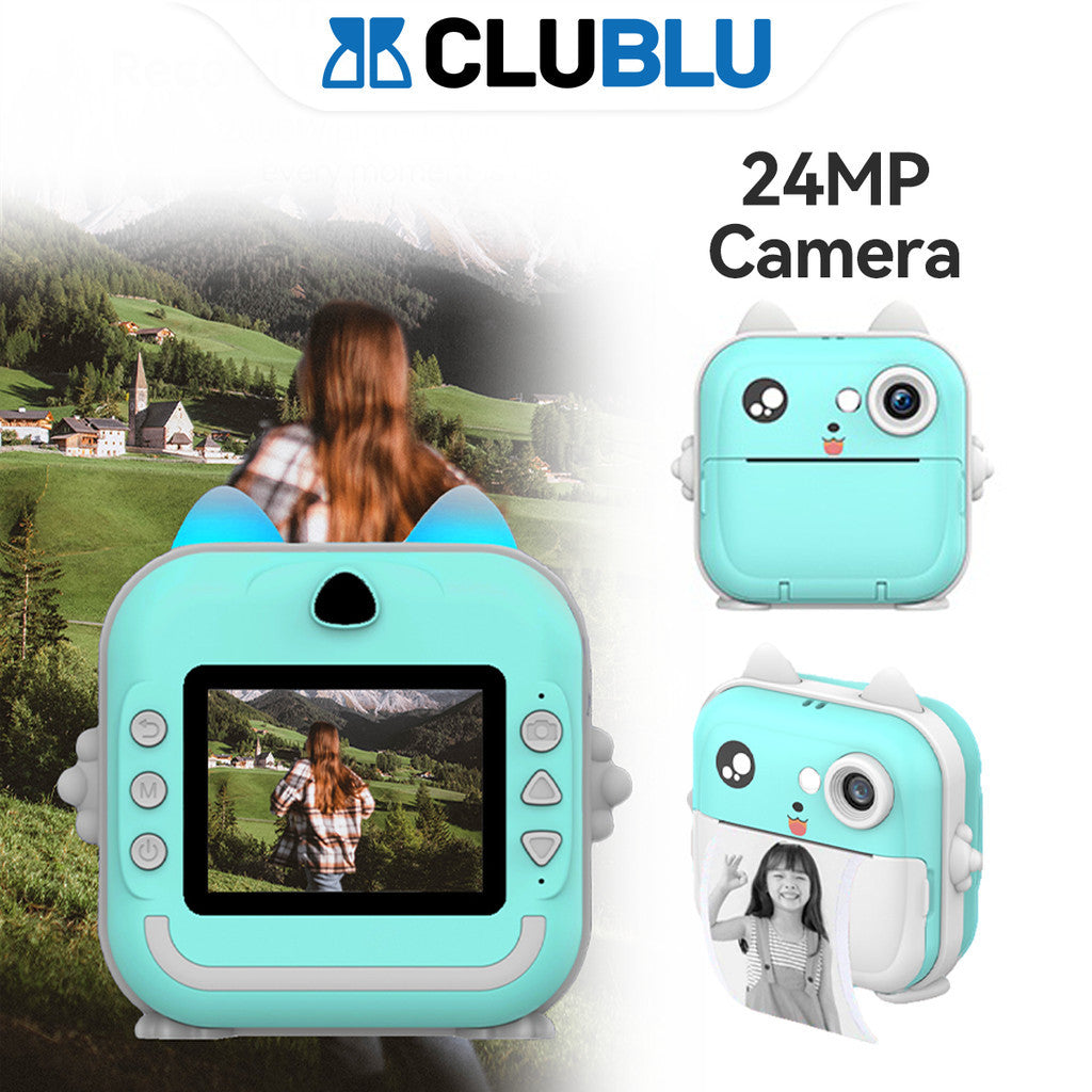 Máy Ảnh Mini in Nhiệt Chụp Lấy Liền Kỹ Thuật Số Cute Camera 24MP 720P Với 3 Cuộn Giấy Nhiệt