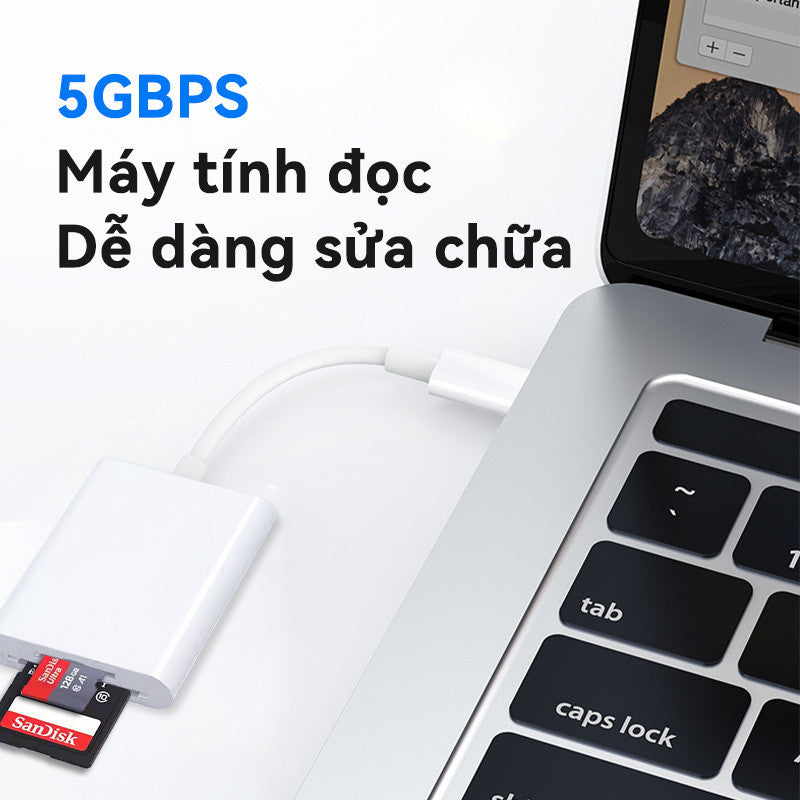 Đầu Đọc Thẻ Nhớ 4in1 OTG Type-C Lighnting SD TF Máy Ảnh USB Cáp Bộ Chuyển Đổi Di Động