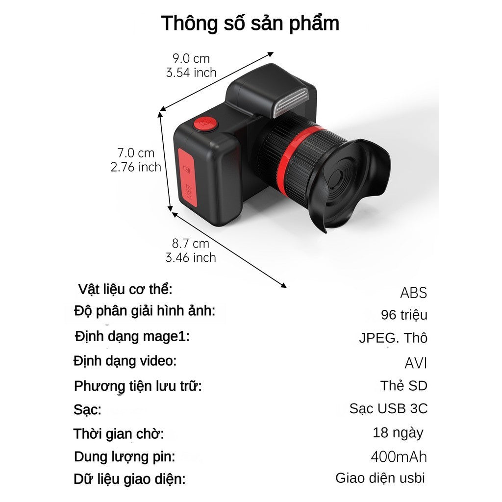 Máy Ảnh Kỹ Thuật Số Mini D31 Camera DSLR Xoay Ống Kính Để Lấy Nét Có Đèn Flash Cho Bé