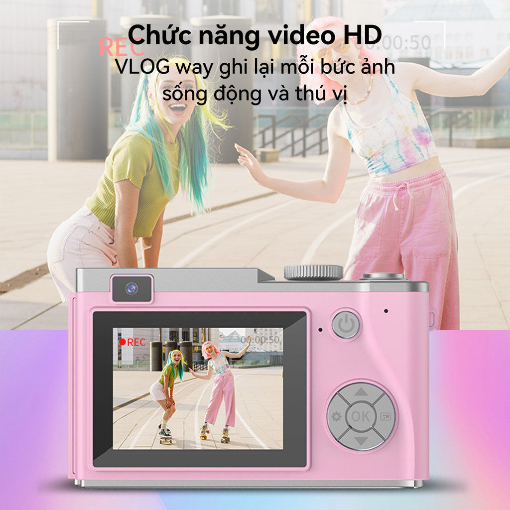 Máy Ảnh Kỹ Thuật Số Selfie LK-003 Camera Kép Mini Digital 4K Video Cho Học Sinh Retro