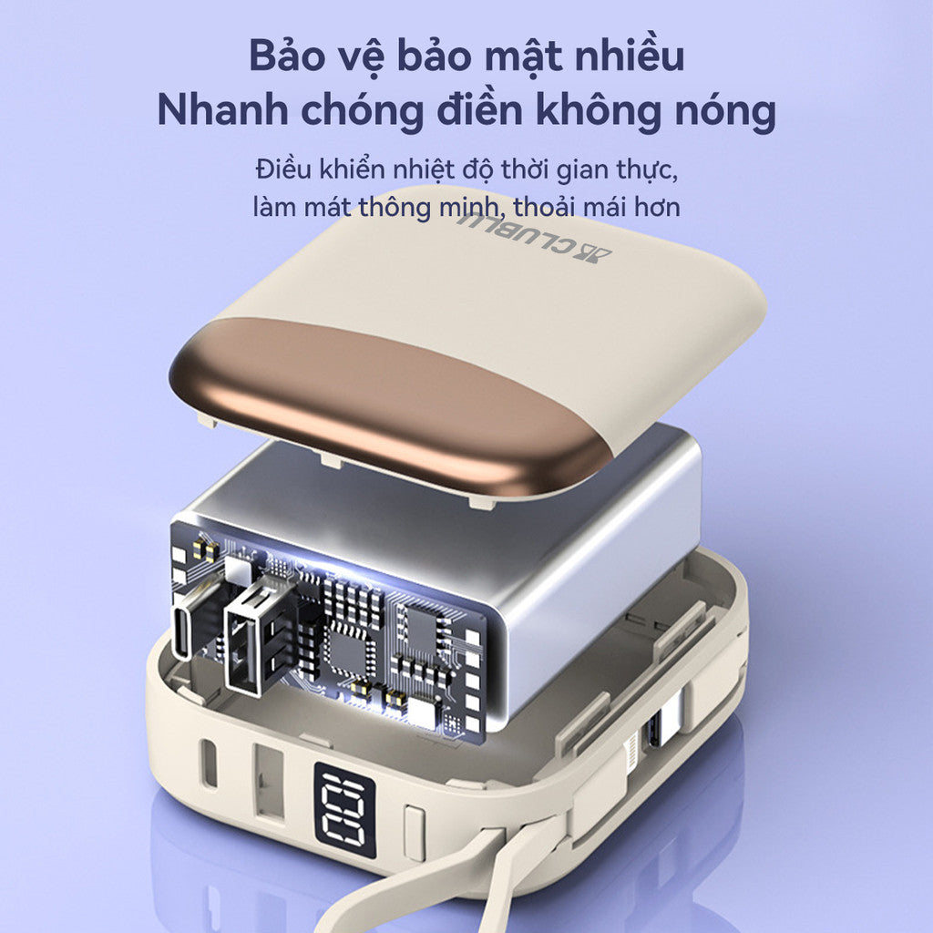 Pin Sạc Dự Phòng Mini 10000mAh R56J Có Dây Nhanh 22.5W Cấp Cao Retro Power Bank USB Type-C