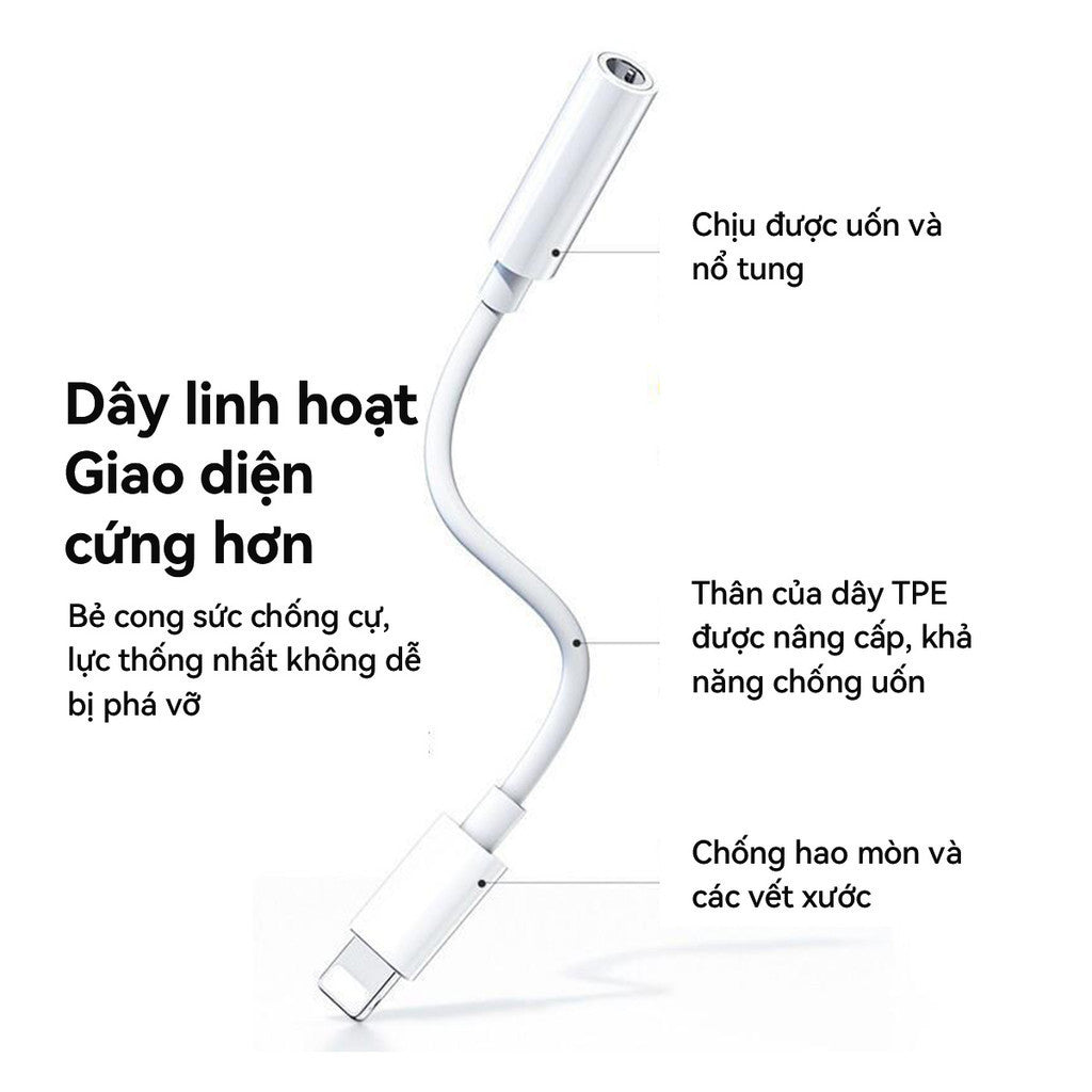 Jack Chuyển Đổi Lignting Sang Jack 3.5mm Cáp Chuyển Đổi Tai Nghe cho iP không Đàm Thoại