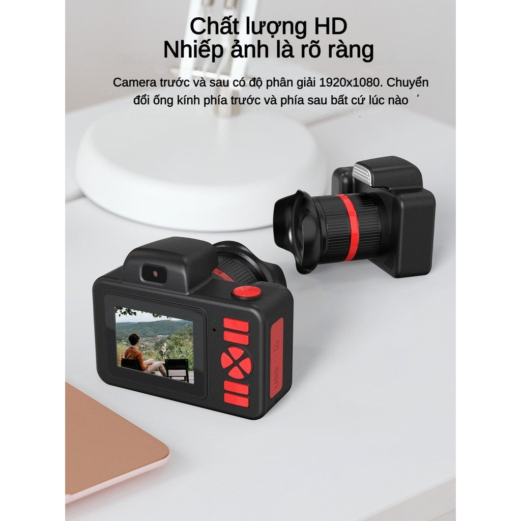 Máy Ảnh Kỹ Thuật Số Mini D31 Camera DSLR Xoay Ống Kính Để Lấy Nét Có Đèn Flash Cho Bé