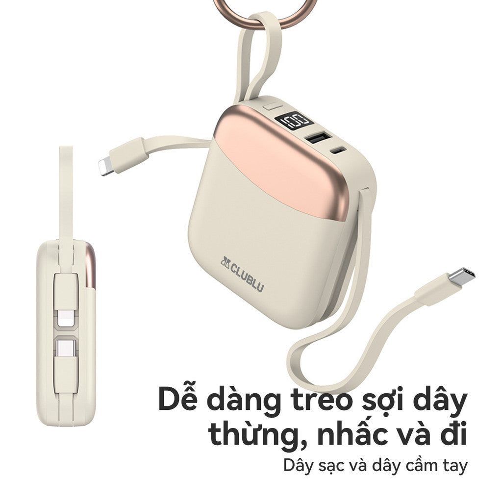 Pin Sạc Dự Phòng Mini 10000mAh R56J Có Dây Nhanh 22.5W Cấp Cao Retro Power Bank USB Type-C