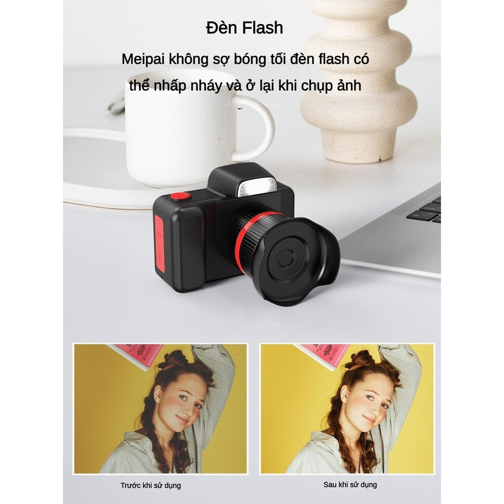 Máy Ảnh Kỹ Thuật Số Mini D31 Camera DSLR Xoay Ống Kính Để Lấy Nét Có Đèn Flash Cho Bé