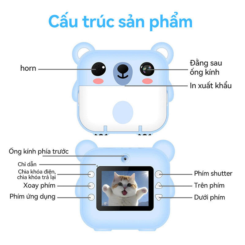 Máy Ảnh Mini in Nhiệt Chụp Lấy Liền Kỹ Thuật Số Camera Y6E Với 2 Cuộn Giấy Nhiệt Cho Bé