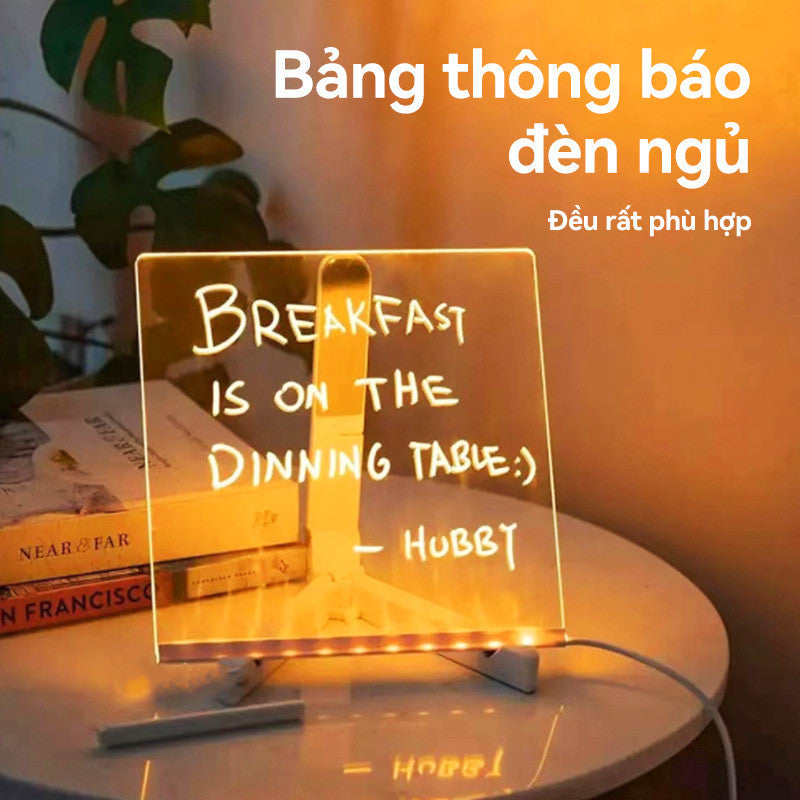 Bảng Quảng Cáo Treo Có Đèn LED (Tặng 7 Bút Màu) Bảng Huỳnh Quang Vẽ Xóa Dễ Dàng 3D Cho Bé