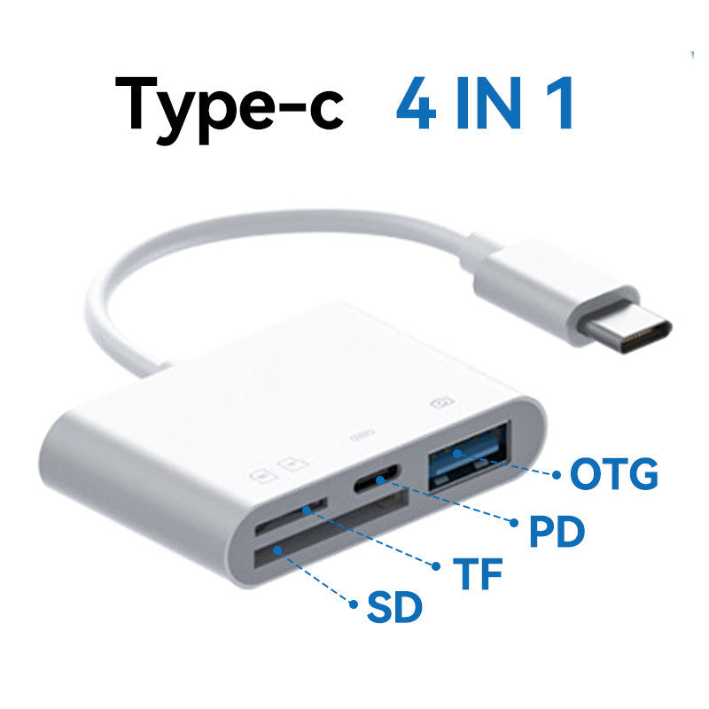 Đầu Đọc Thẻ Nhớ 4in1 OTG Type-C Lighnting SD TF Máy Ảnh USB Cáp Bộ Chuyển Đổi Di Động