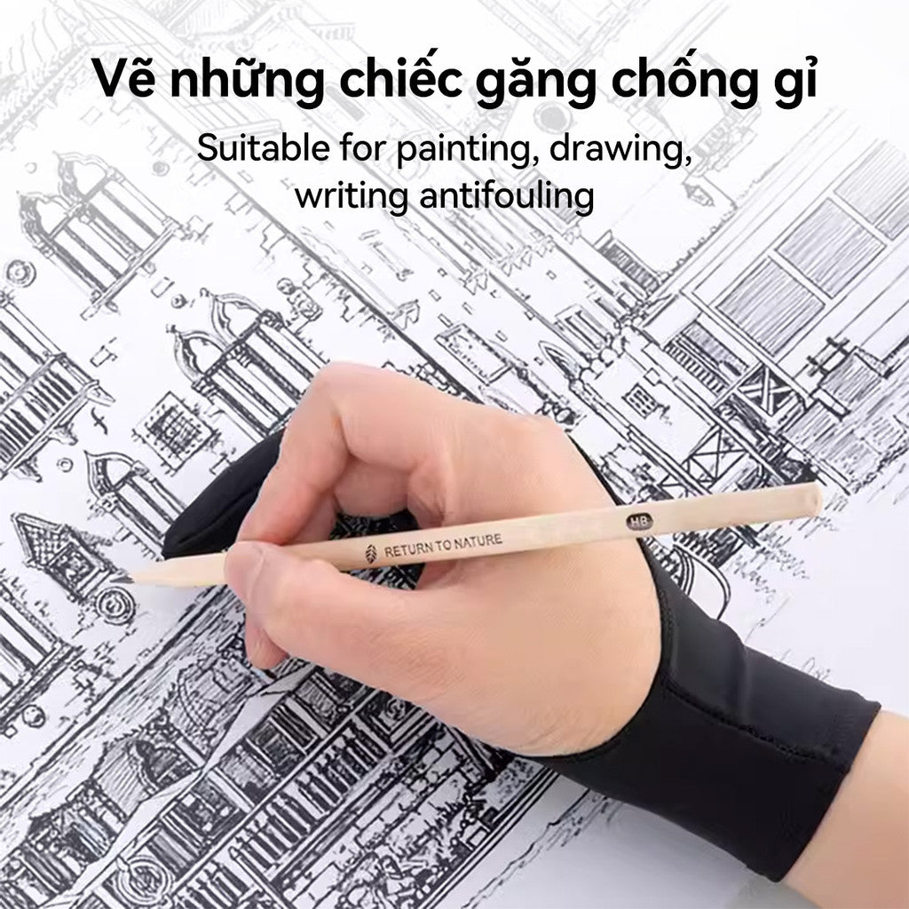 Găng Tay Vẽ Hoạ Sĩ Bản Đặc Biệt Tranh Cảm Ứng Hở Hai Ngón Chuyên Cho Bảng Vẽ Điện Tử Tablet