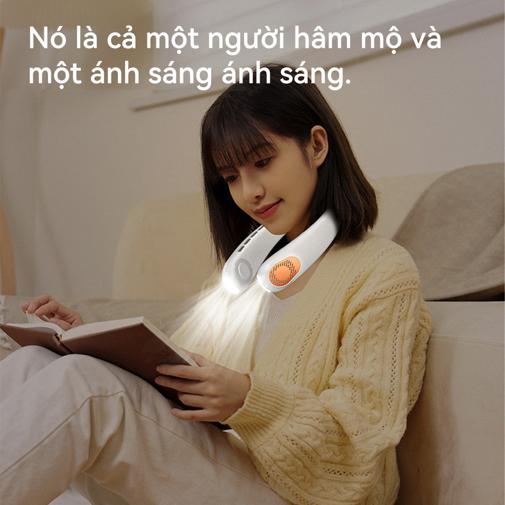 Quạt Đeo Cổ Mini N11Pro Có Đèn LED Không Cánh /Dây Làm Mát Hiển Thị Pin Trâu Đọc Buổi Tối