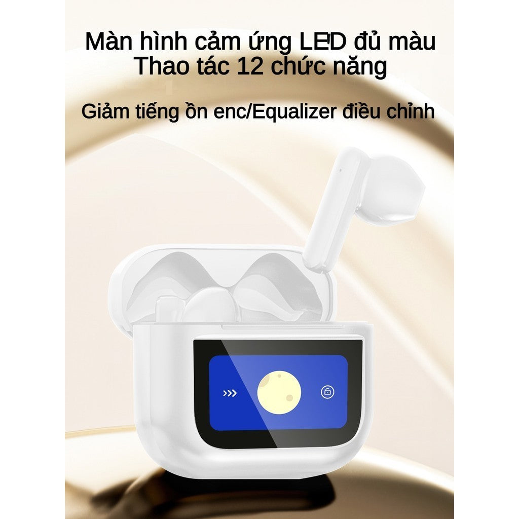 Tai Nghe Bluetooth5.3 Màn Hình Cảm Ứng LED ENC TWS YX28 Gaming Nhét Tai Stereo Màu Trắng