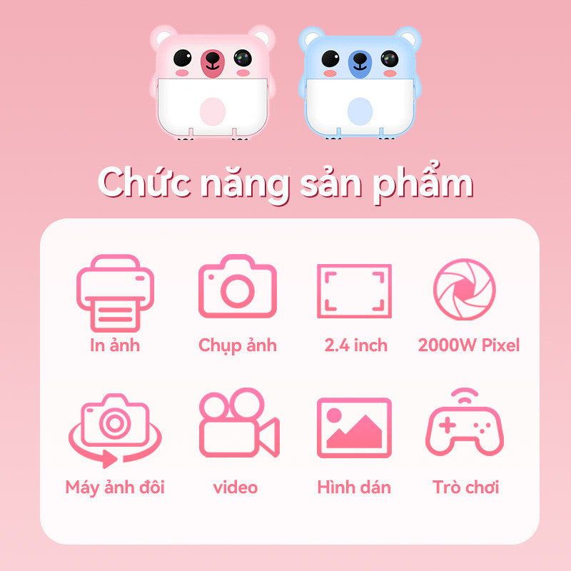 Máy Ảnh Mini in Nhiệt Chụp Lấy Liền Kỹ Thuật Số Camera Y6E Với 2 Cuộn Giấy Nhiệt Cho Bé