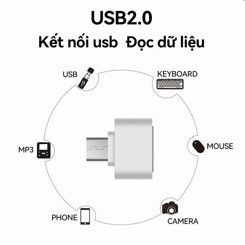 Đầu Chuyển Đổi USB2.0 Type-C Micro Truyền Dữ Liệu Tốc Độ Cao Nhỏ Gọn Tiện Lợi cho Android